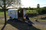 Roulotte, campement de gitans aux environs de Lessay 